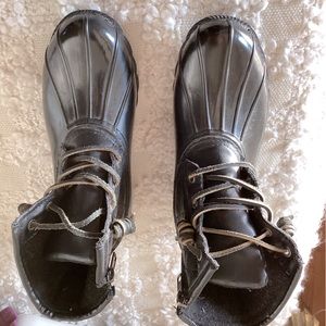 Steve Madden Black Vinyl Rain Boots